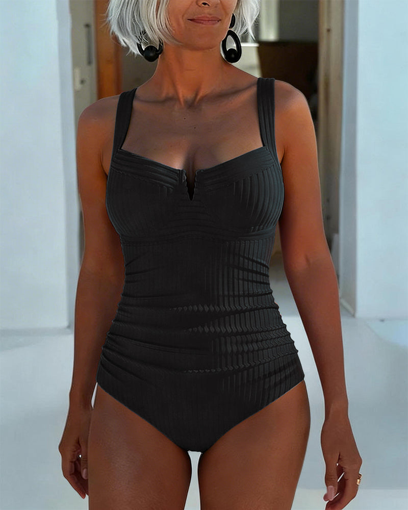One Piece Spaghetti Strap Square Neckline