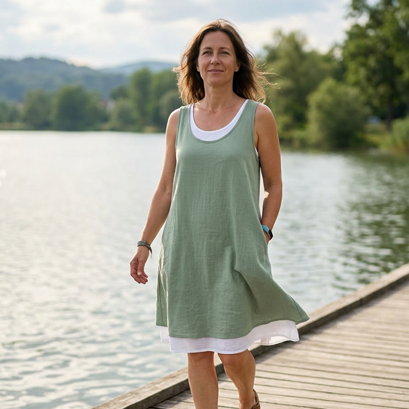 Hazel™ | Sleeveless Tummy-Flattering Midi Dress with Pockets