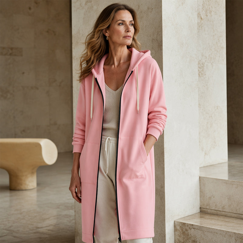 Donna™ | Long Fleece Jacket with Hood and Zip