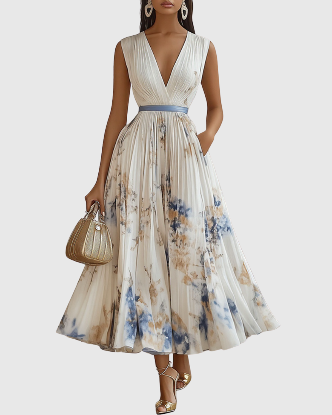 ROWELLA | Elegant Pleated Maxi Dress