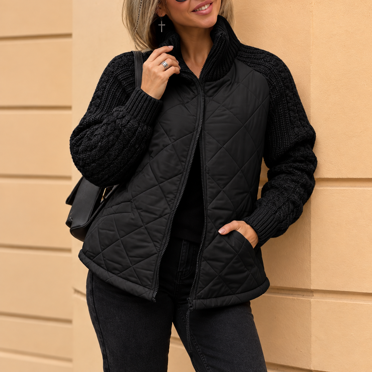 Karen™ | Warm Padded Jacket with Knitted Sleeves