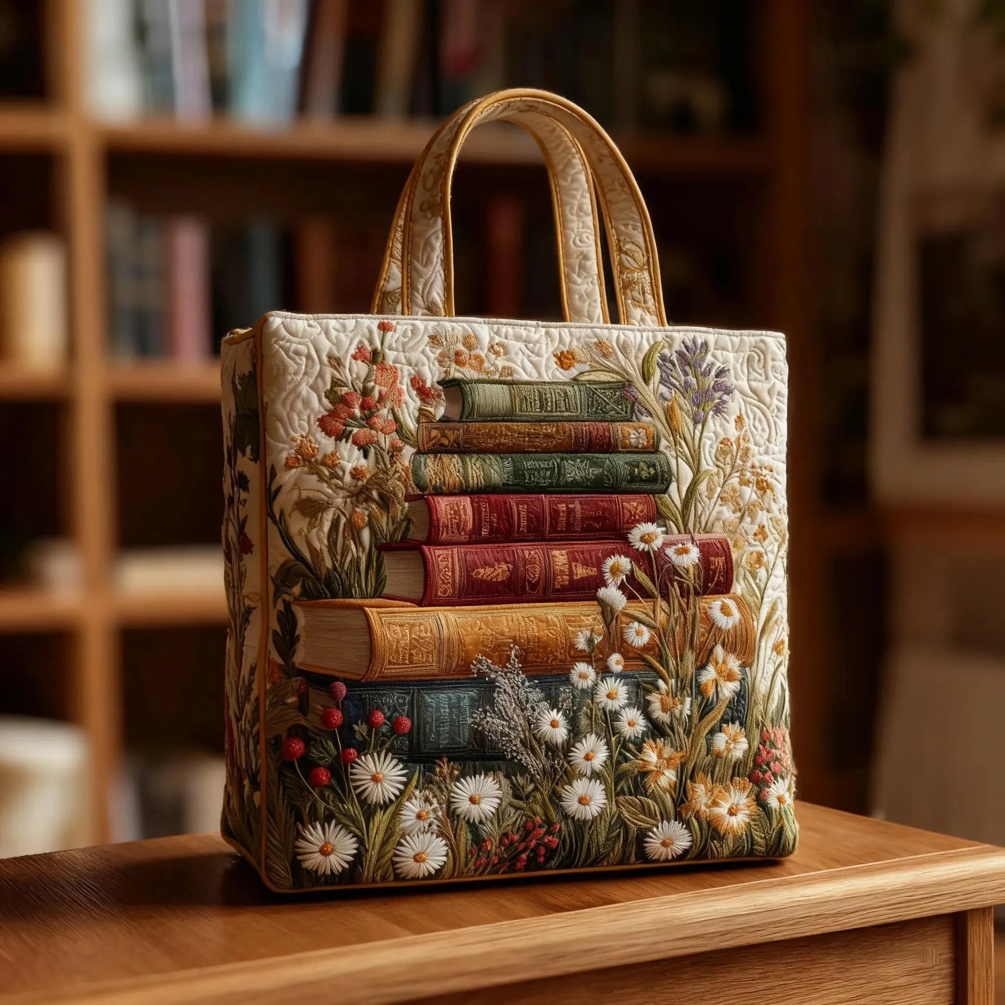 Quilted Artisan Bag with Floral Pattern