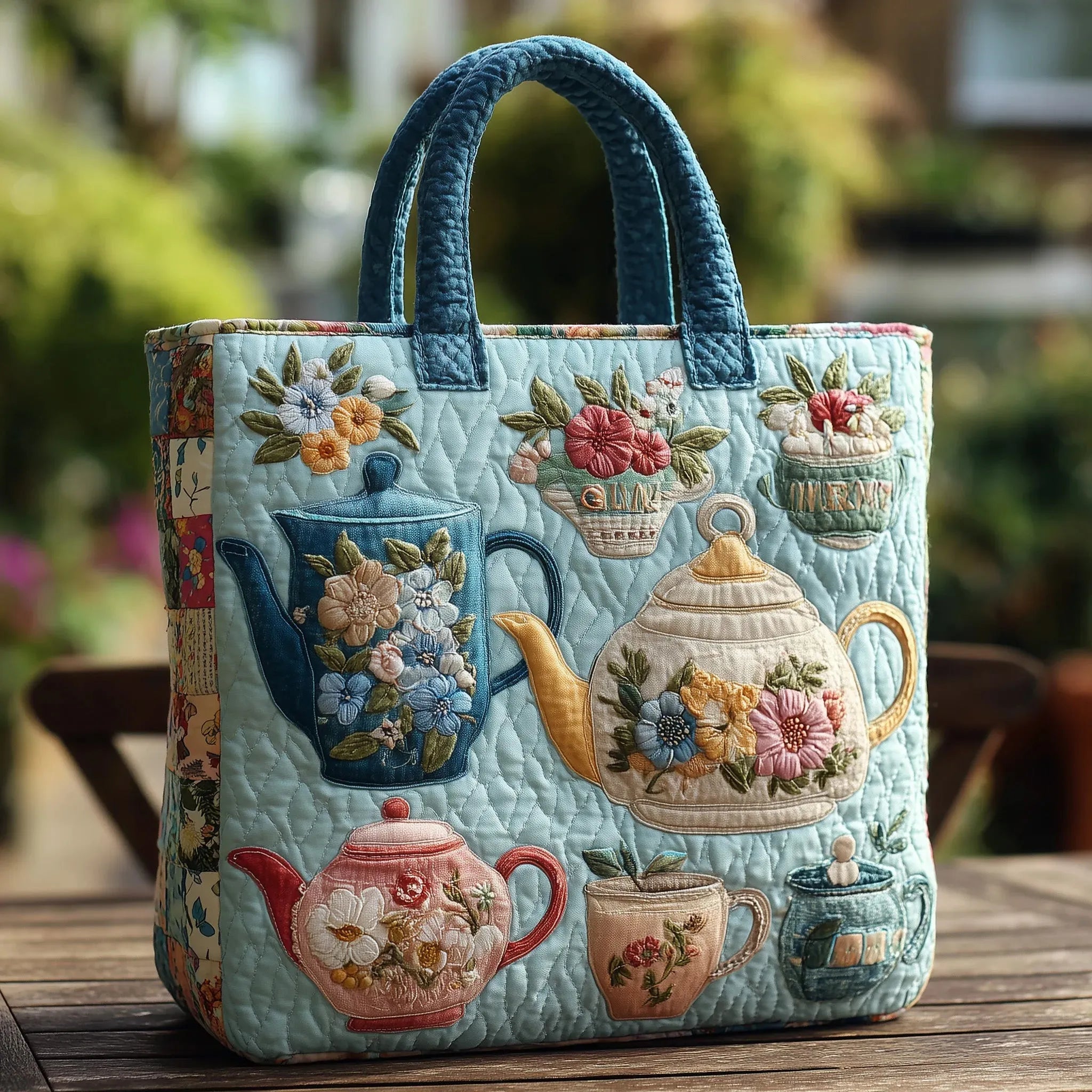Quilted Bag with Floral Pattern