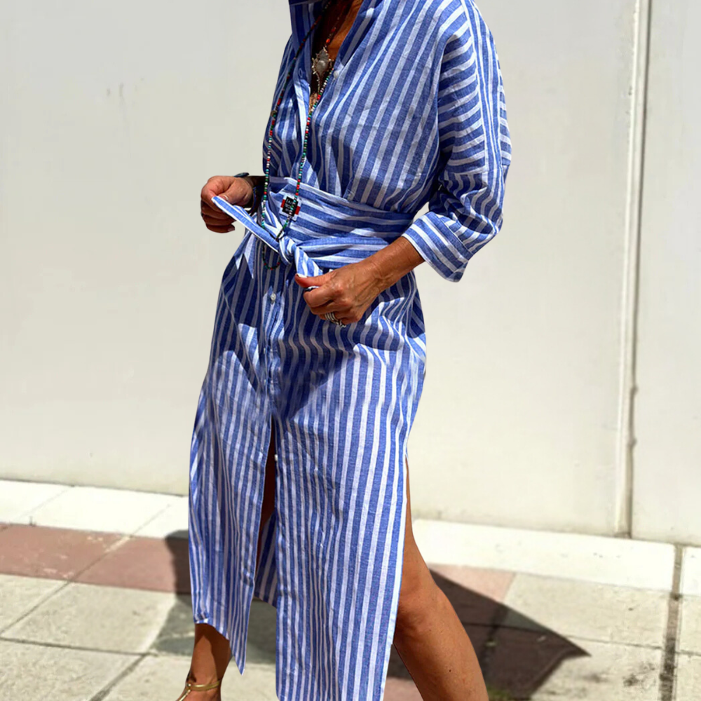 Noa™ | Casual Striped Midi Shirt Dress
