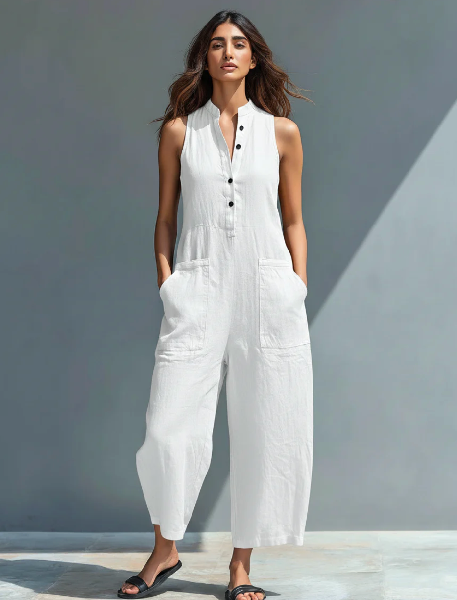 Lucy | Linen Button-Up Jumpsuit