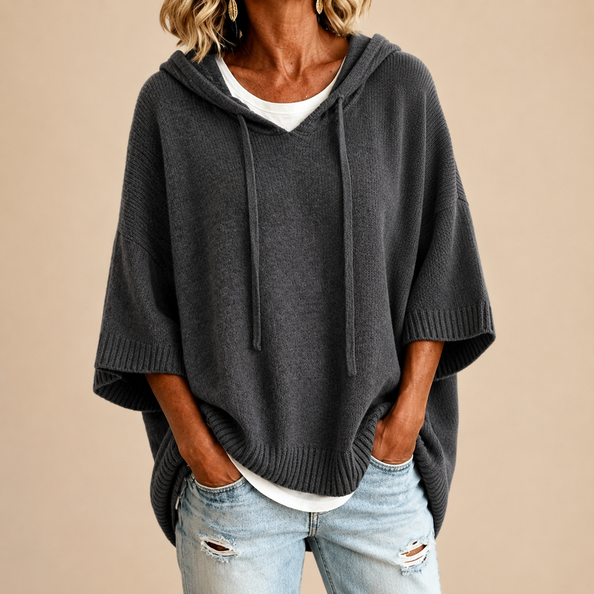 Susan™ | Cozy Knit Poncho with Hood 4