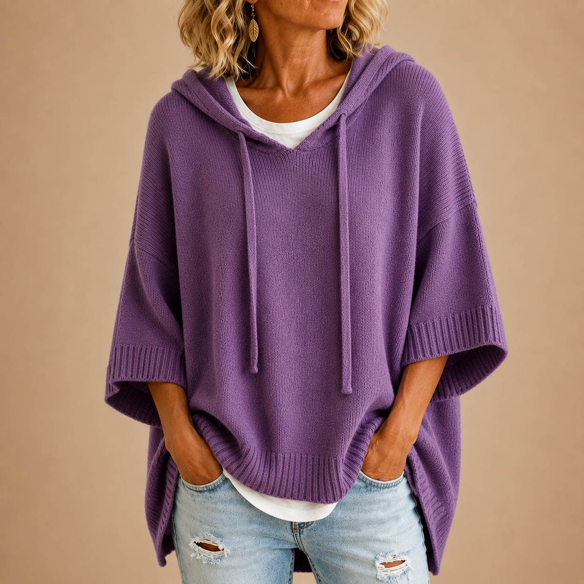 Susan™ | Cozy Knit Poncho with Hood 9