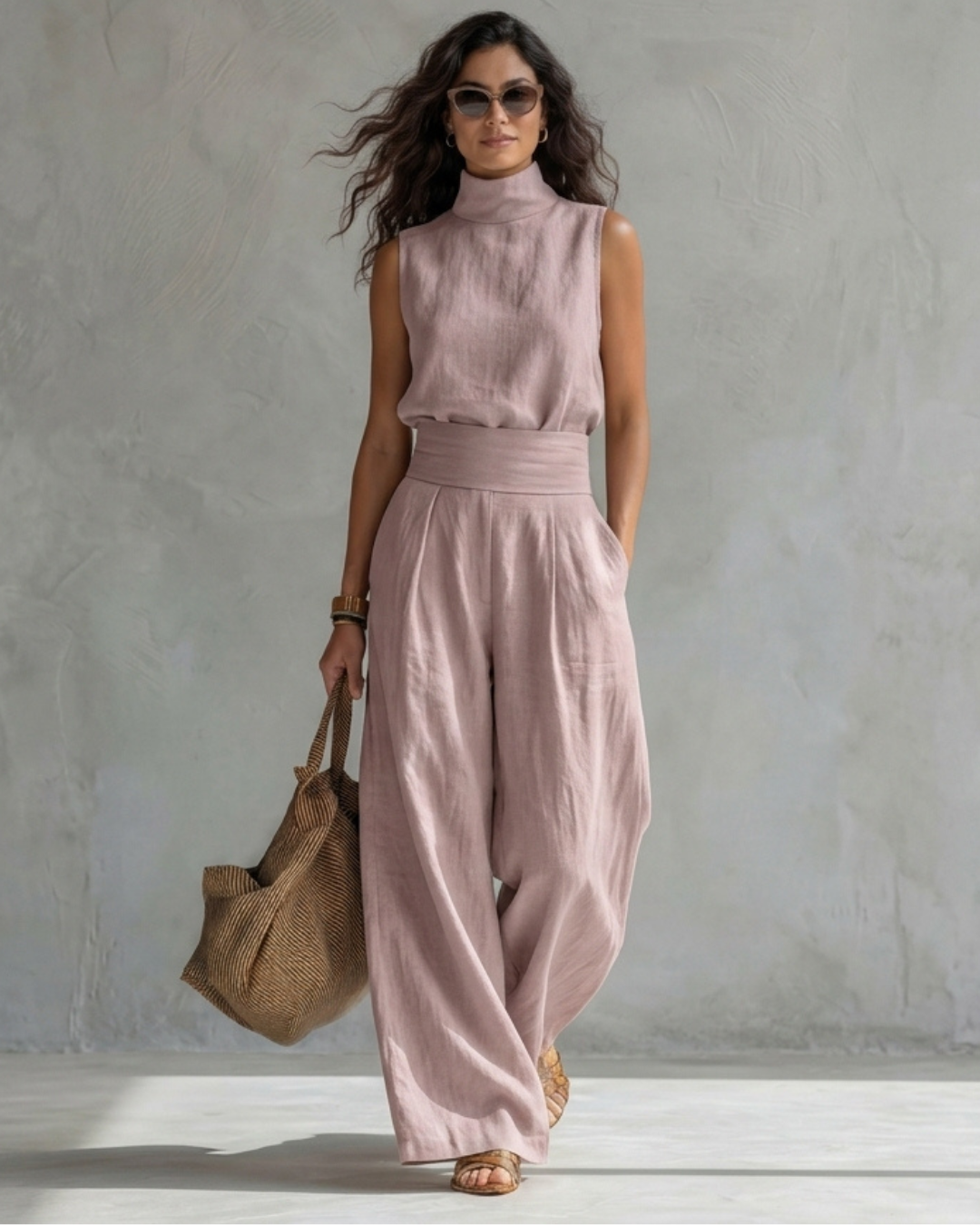 Mia | Set with a stand-up collar top