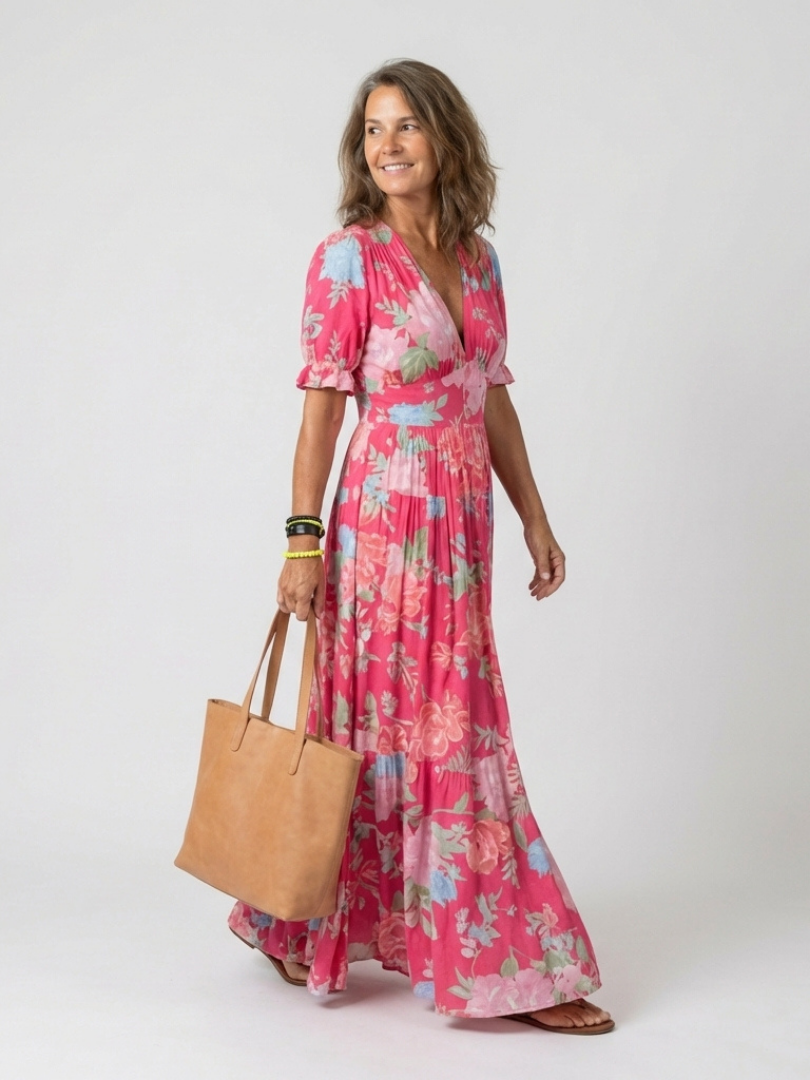 Ione™ | Tummy-Flattering Floral Midi Dress
