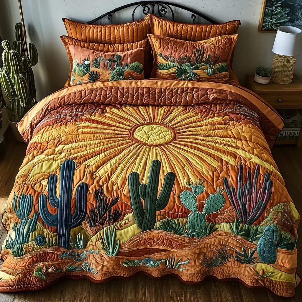 3-Piece Mattress Protector – Sunrise Over the Cacti