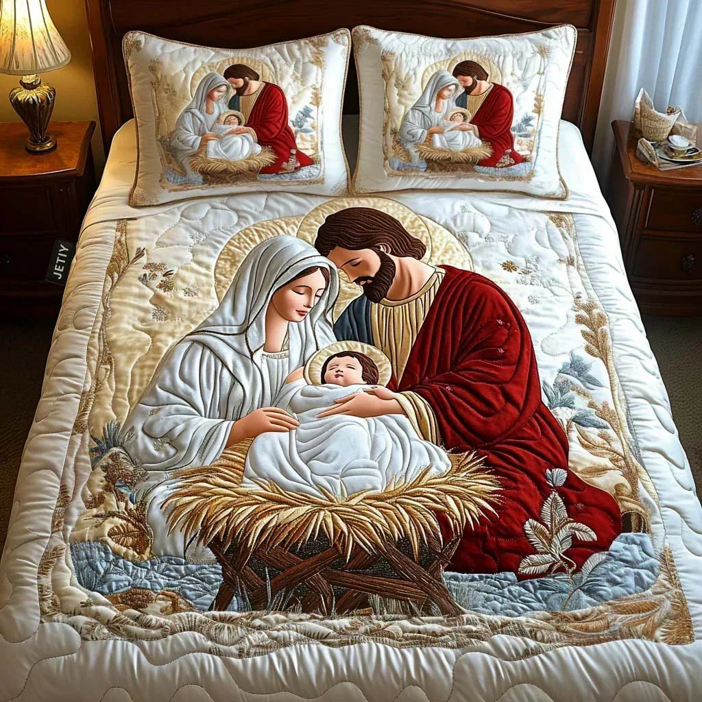 Quilted Bed Set 3 Pieces – Magic of Santa Claus