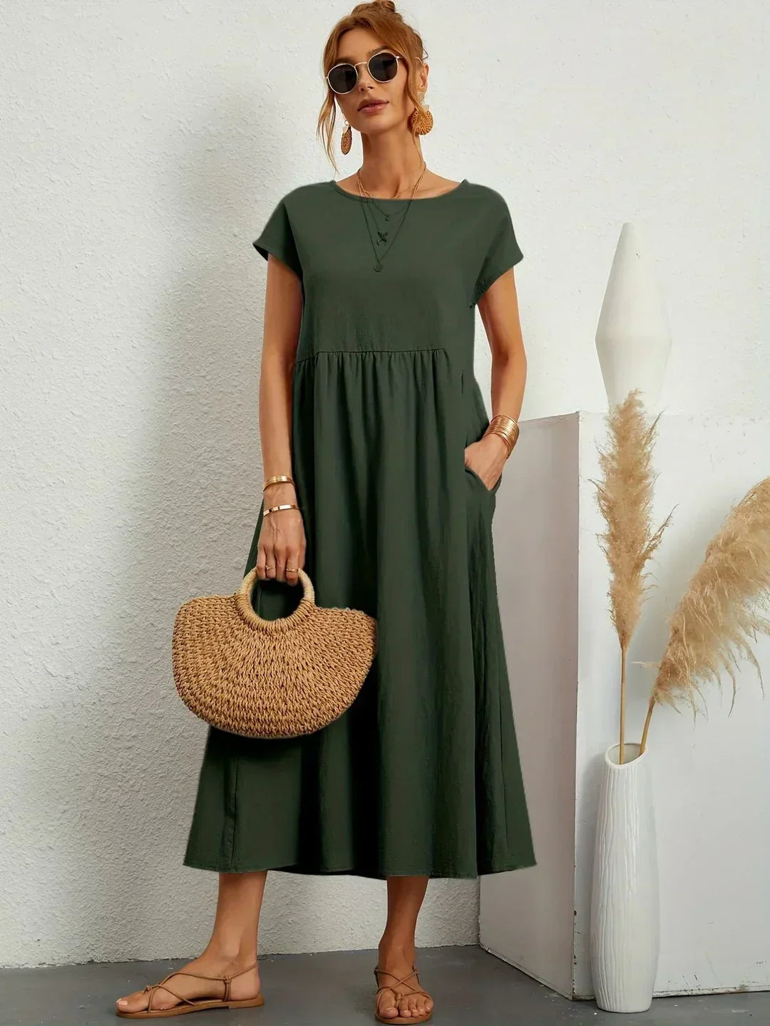 Gabriela™ | Fluid midi dress of timeless elegance