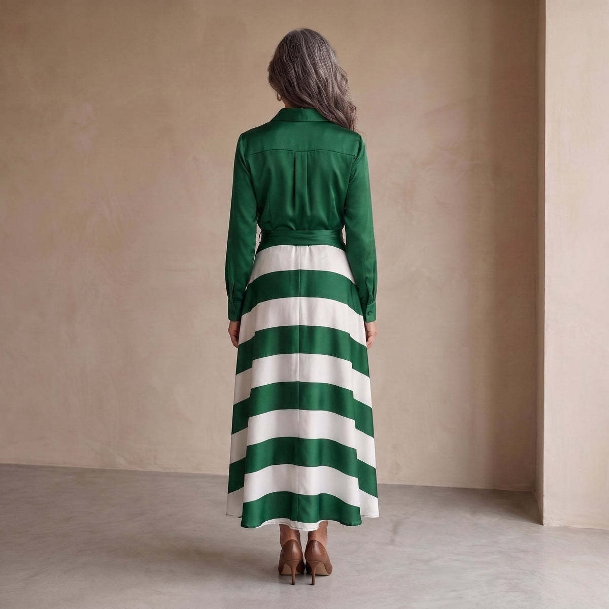 Sandra™ | Elegant Tummy-Control Striped Maxi Dress with Belt 8