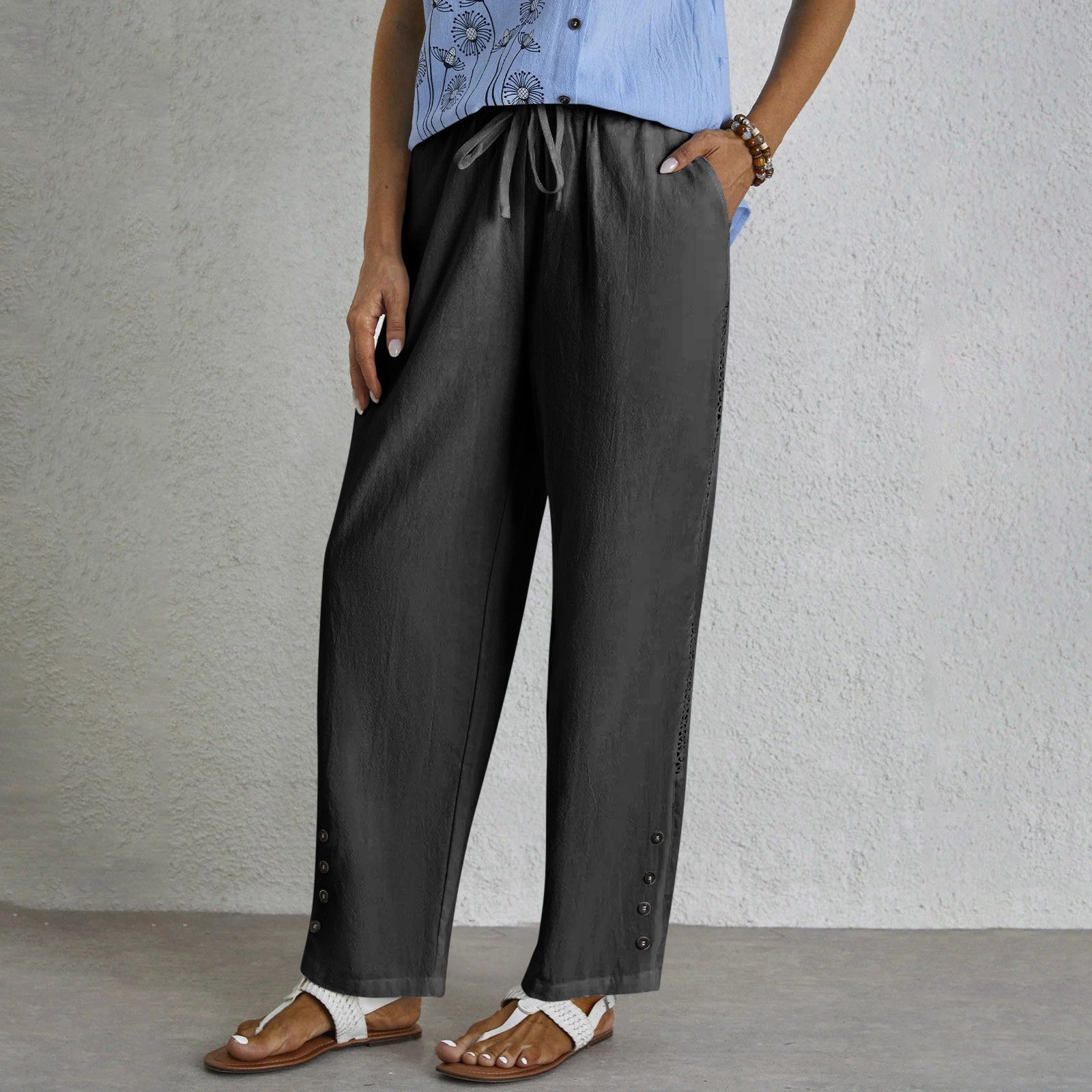 Shania - Relaxed Pants with Buttons