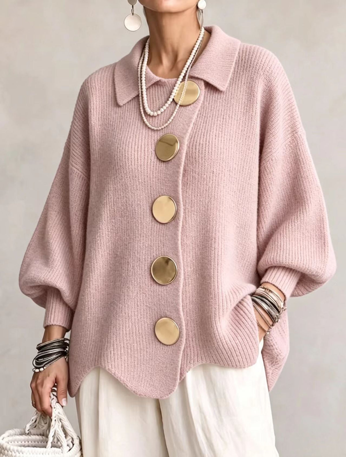 Stella™ | Elegant Oversized Cardigan with Large Gold Buttons 9