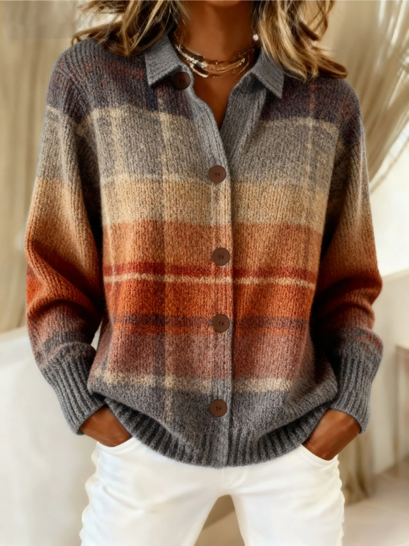 Donna™ | Elegant Checked Cardigan