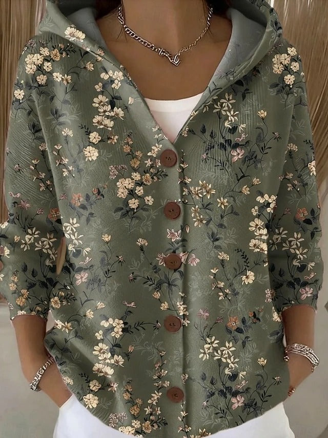 Linda™ | Colorful Cardigan with Hood and Patchwork Print 4
