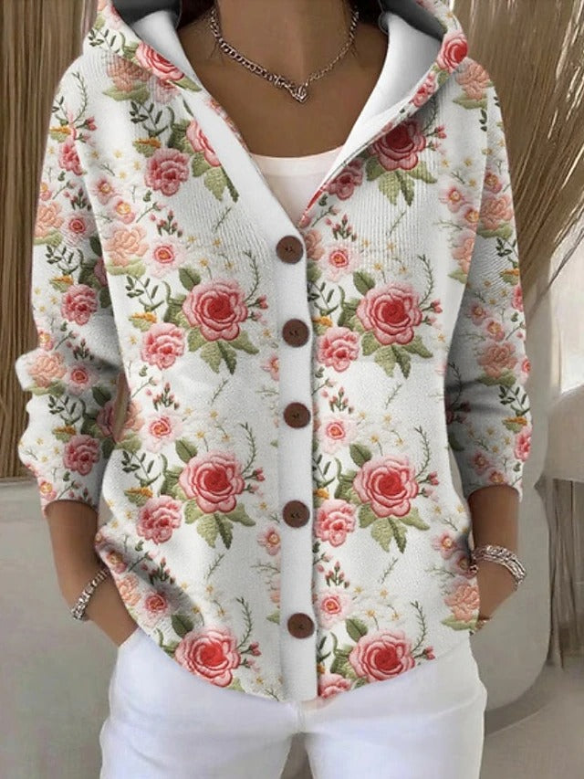 Linda™ | Colorful Cardigan with Hood and Patchwork Print 5