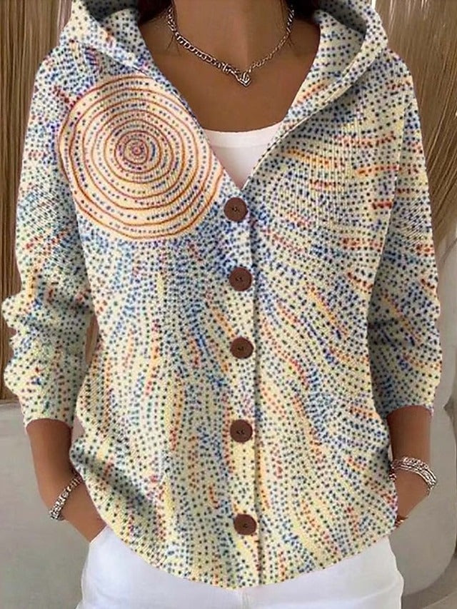 Linda™ | Colorful Cardigan with Hood and Patchwork Print 6