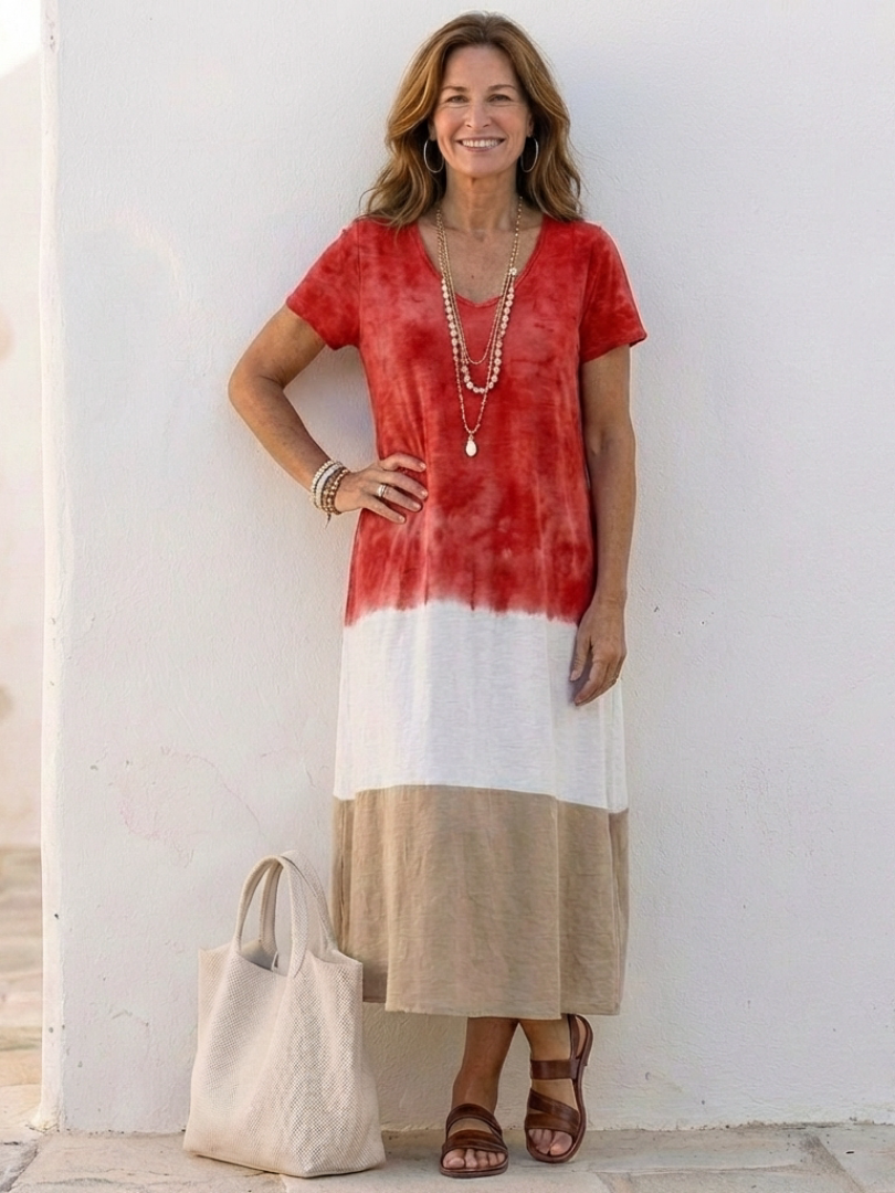 Emma™ | Tummy-Flattering Color Block Midi Dress