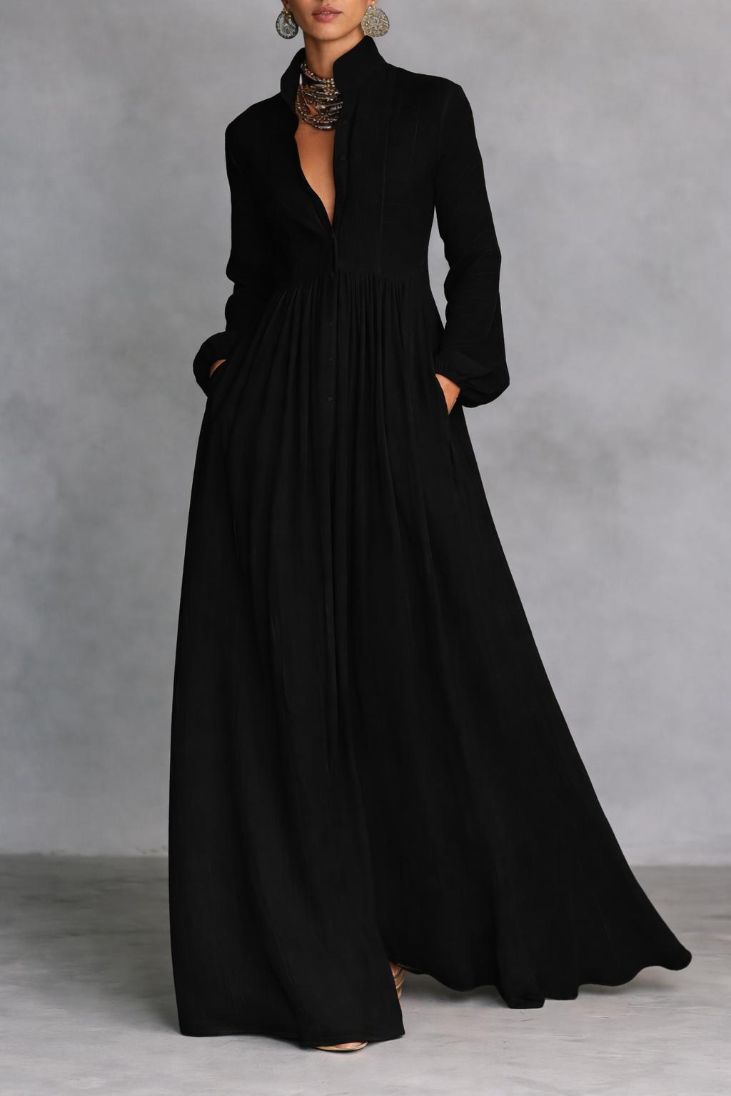 Serena™ | Fluid Maxi Dress with Front Buttons