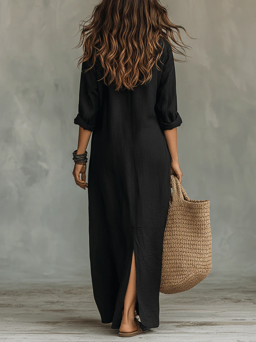 Soline | Maxi dress with buttons and relaxed V-neck
