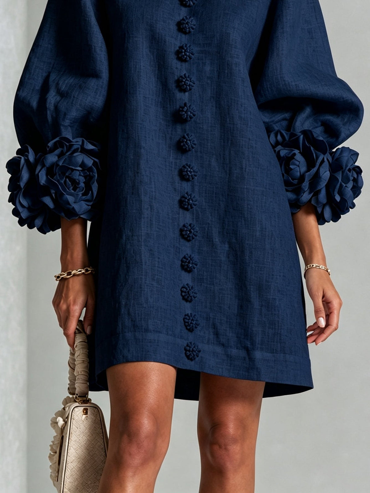 Susan™ | Loose Dress with Button Closure and Ruffled Sleeves 25