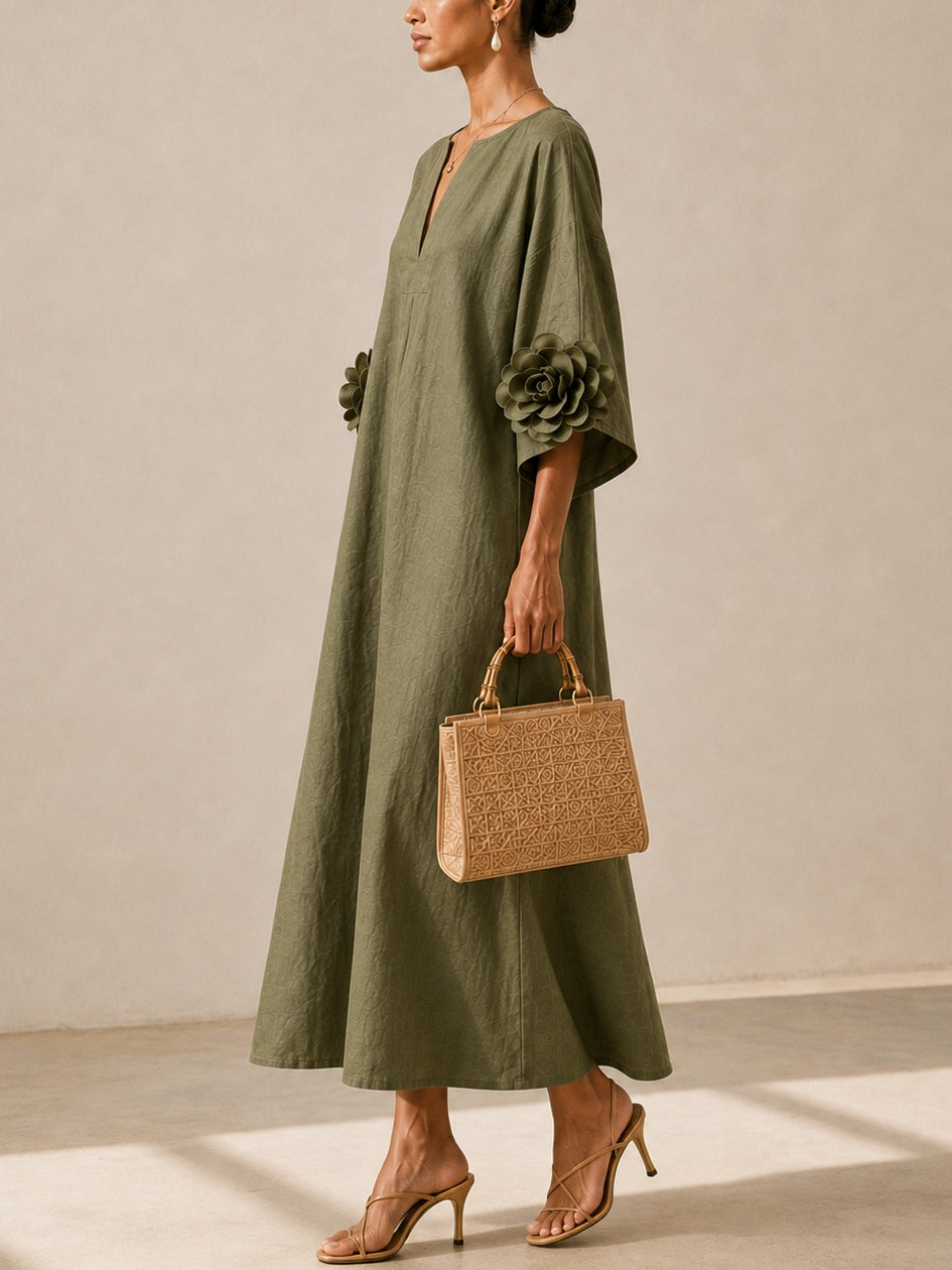 Audrey™ | Tummy-Flattering Maxi Dress with Floral Details