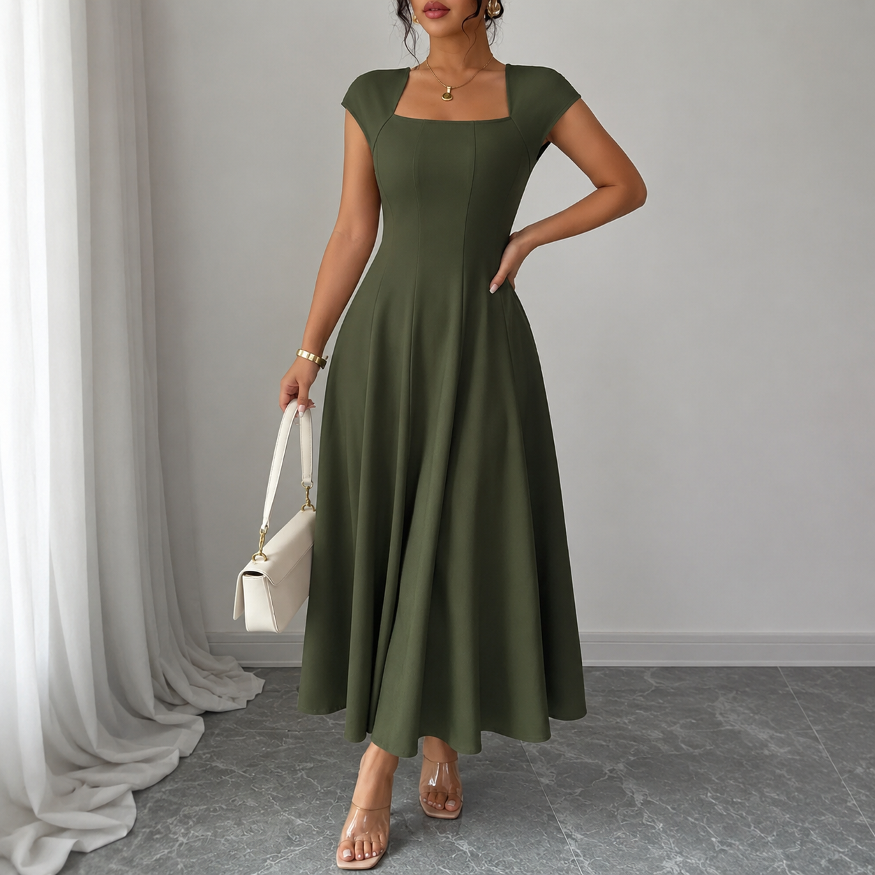 Brooklyn™ | Classic Tummy-Control A-Line Midi Dress