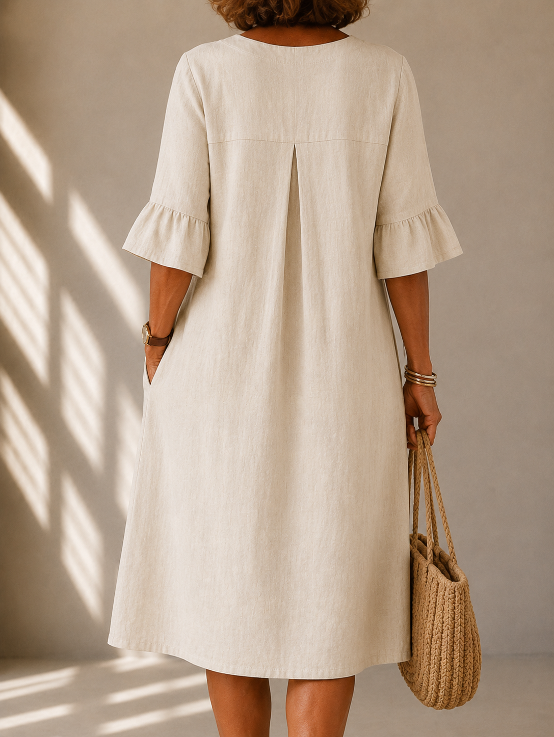Leah™ | Tummy-Flattering Midi Dress with Buttons