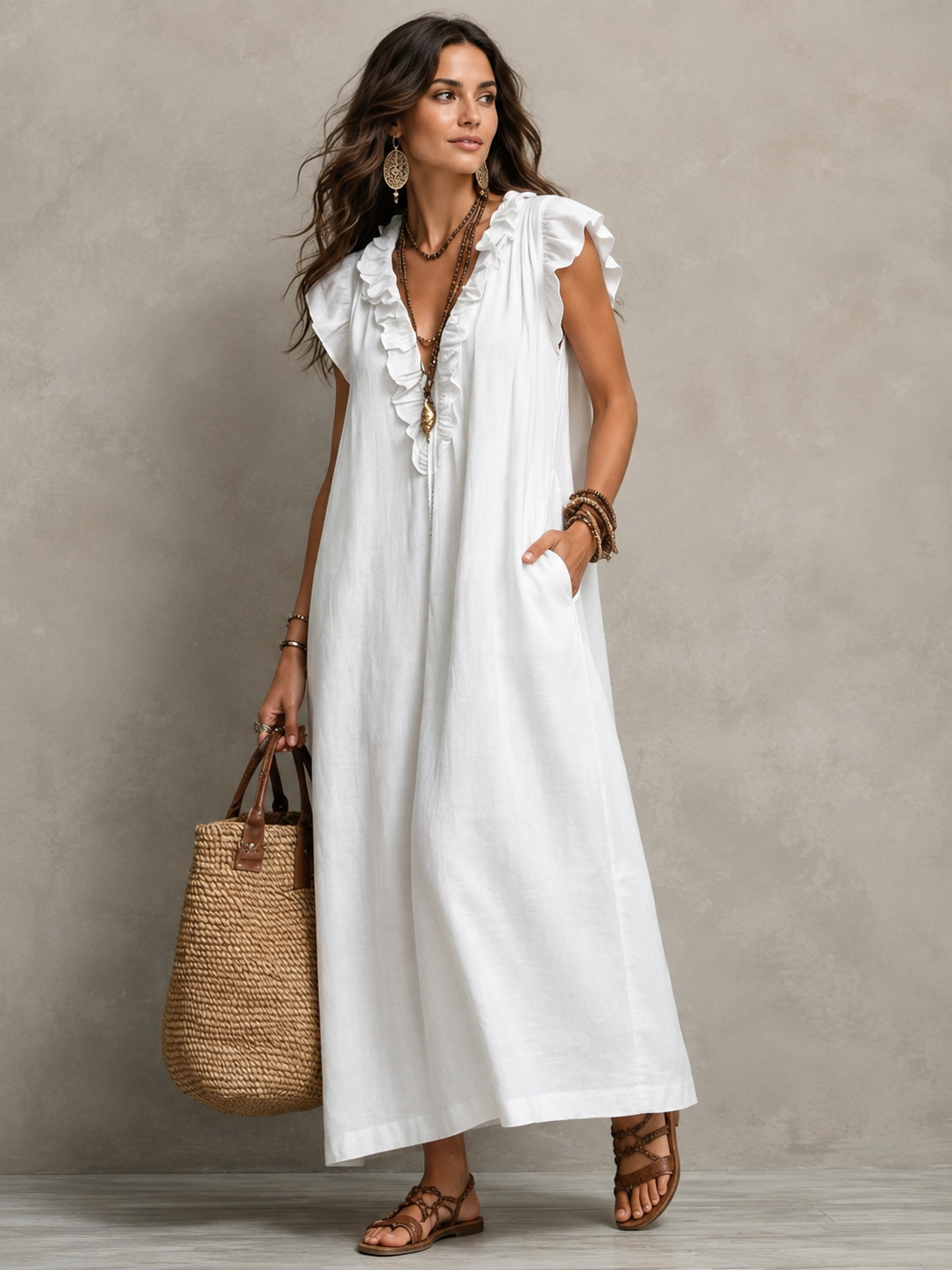 Stella™ | Elegant Tummy-Flattering Maxi Dress with V-Neck