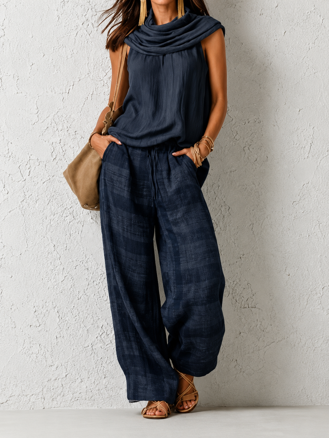 Comfortable and Elegant Natural Set in Dark Blue