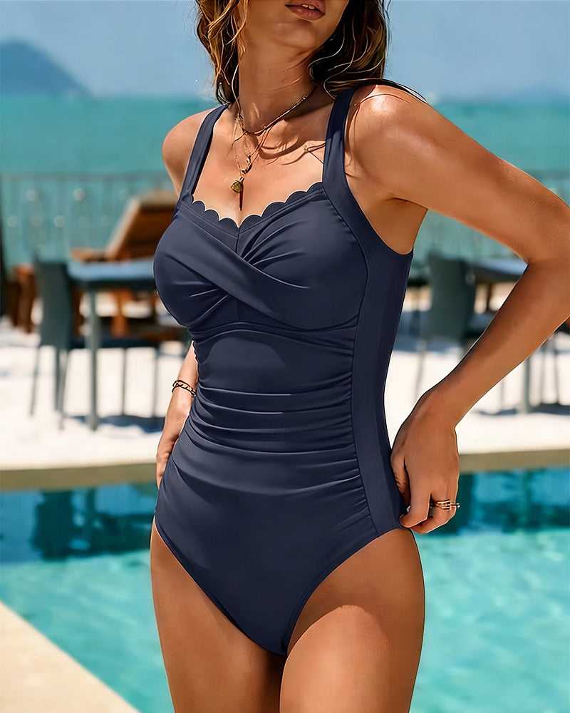 Crossed Bikini Slimming One Piece