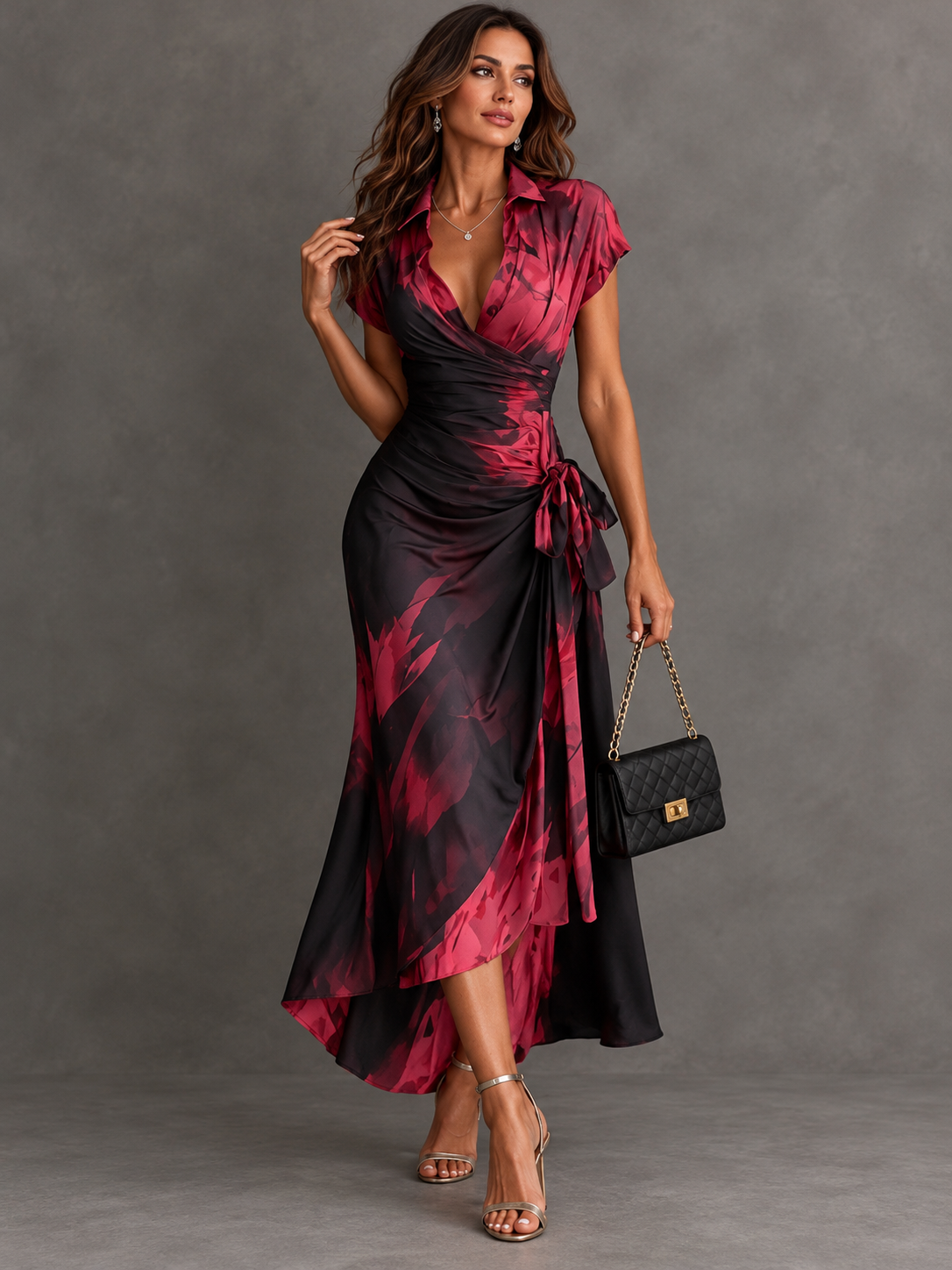 Susan™ | Tummy-Control Wrap Dress with Abstract Print