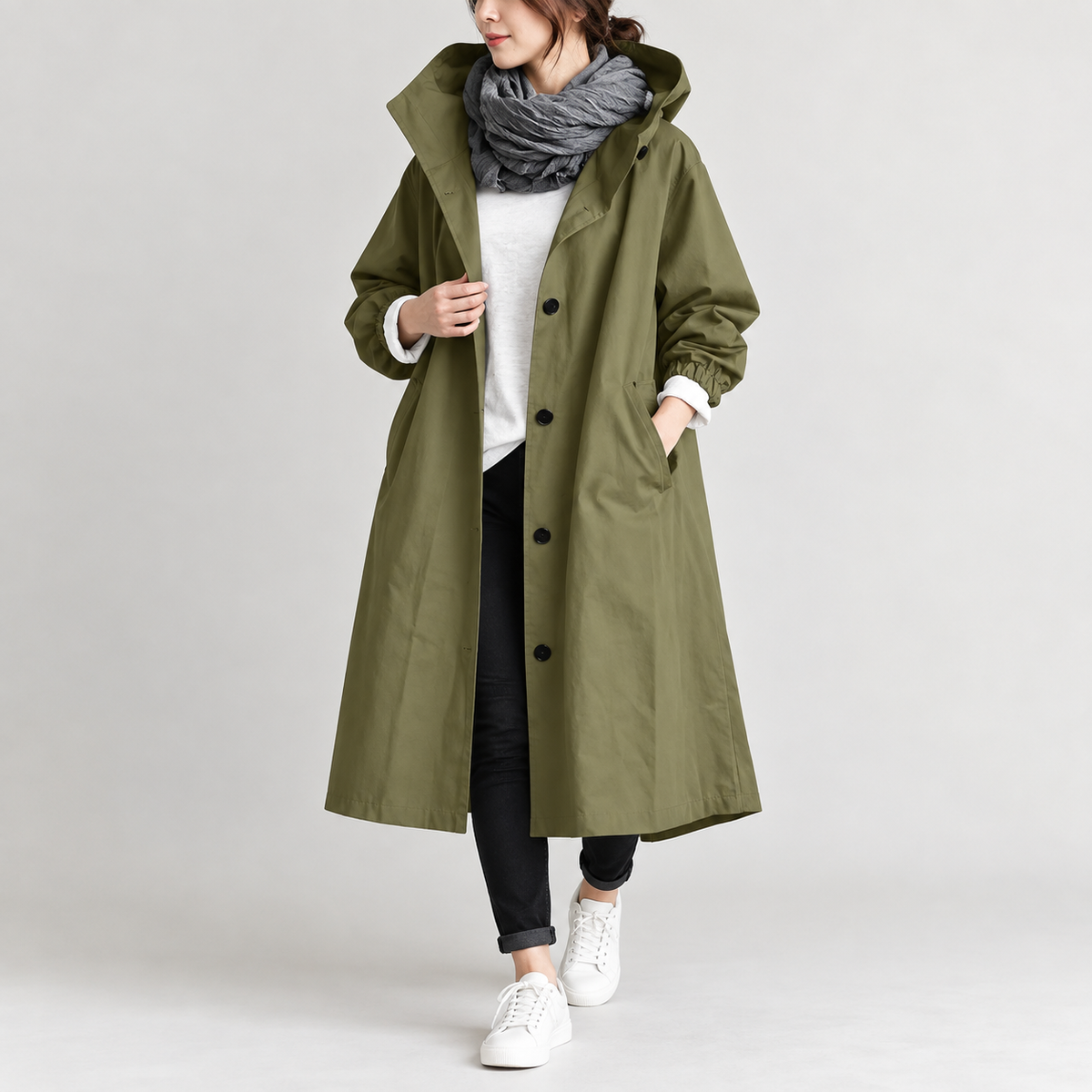Patricia™ | Long Trench Coat with Hood