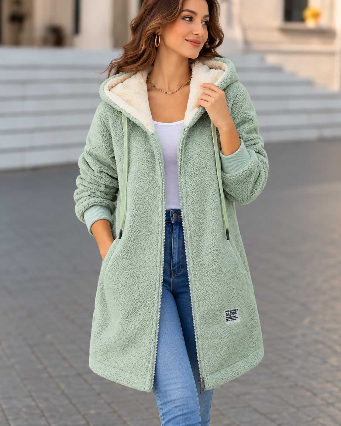 Sharon™ | Warm Long Fleece Jacket with Hood