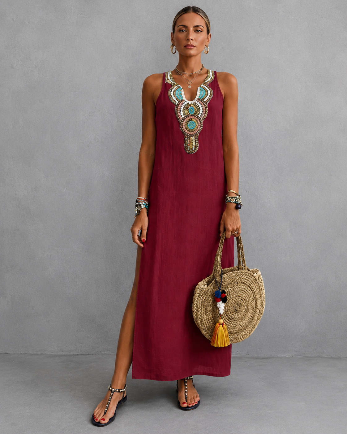 Emma™ | Belly-covering Sleeveless Maxi Dress