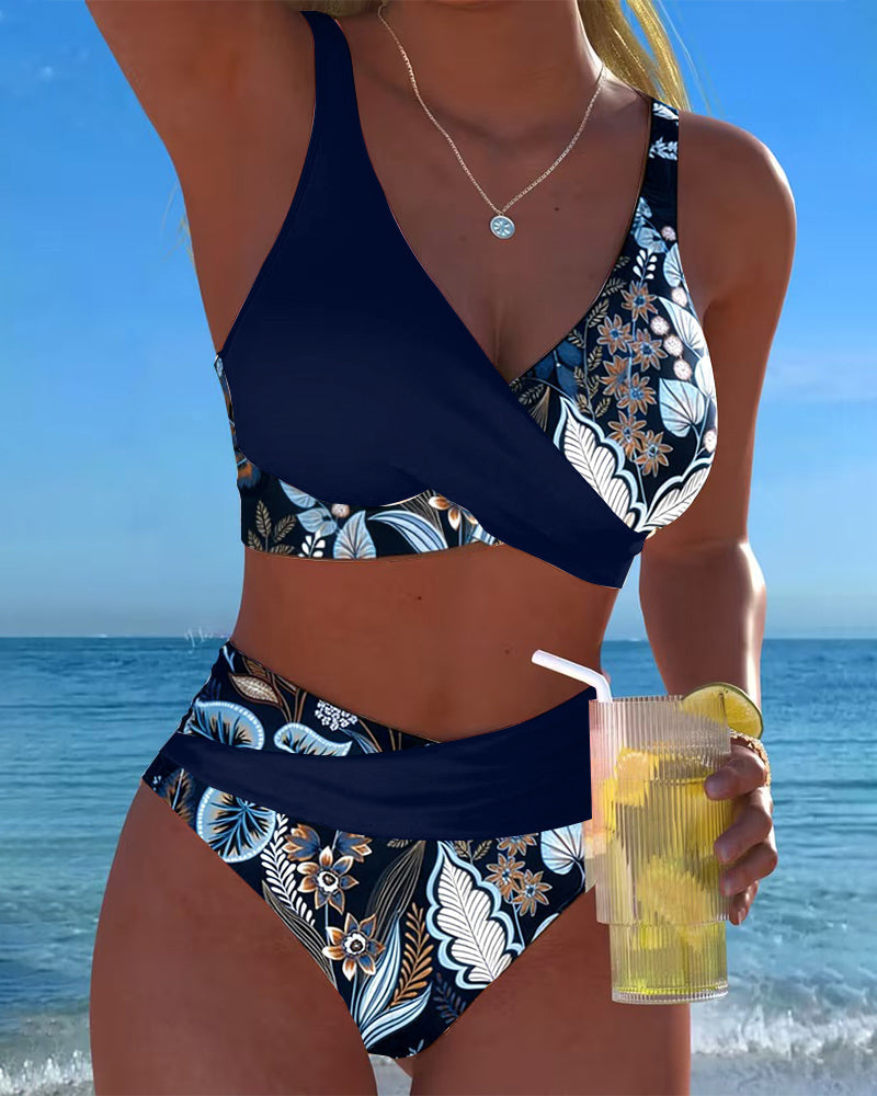 Color Contrast Floral Bikini