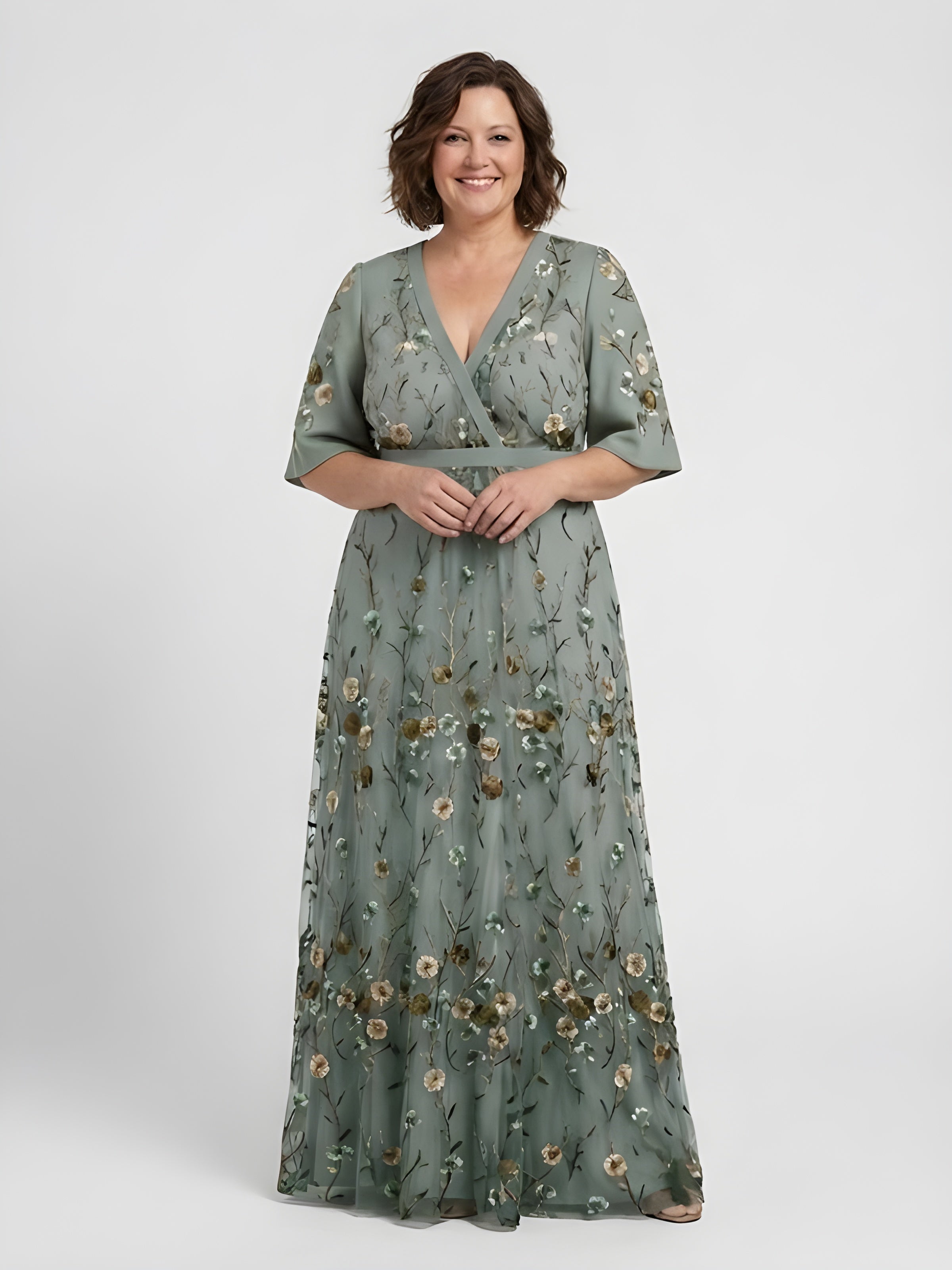 Amber | Floral V-Neck Maxi Dress