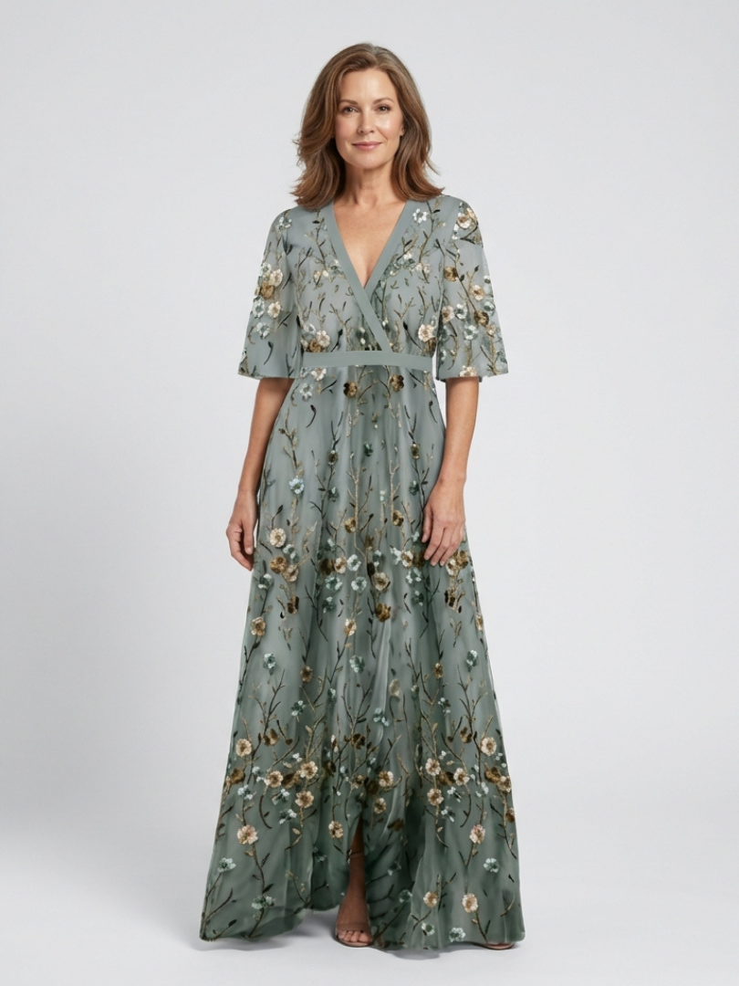 Evadne™ | Tummy-Flattering Floral Maxi Dress