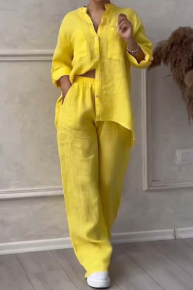 Linda™ | Lightweight Linen Set with Blouse and Wide Pants