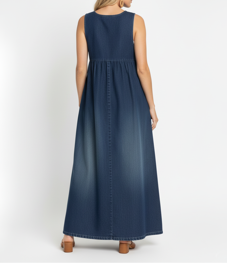 Avery | Relaxed Sleeveless Denim Maxi Dress