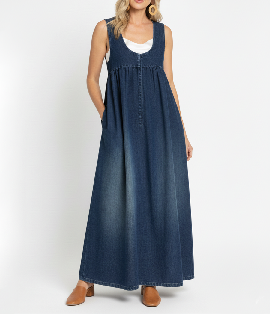 Avery | Relaxed Sleeveless Denim Maxi Dress