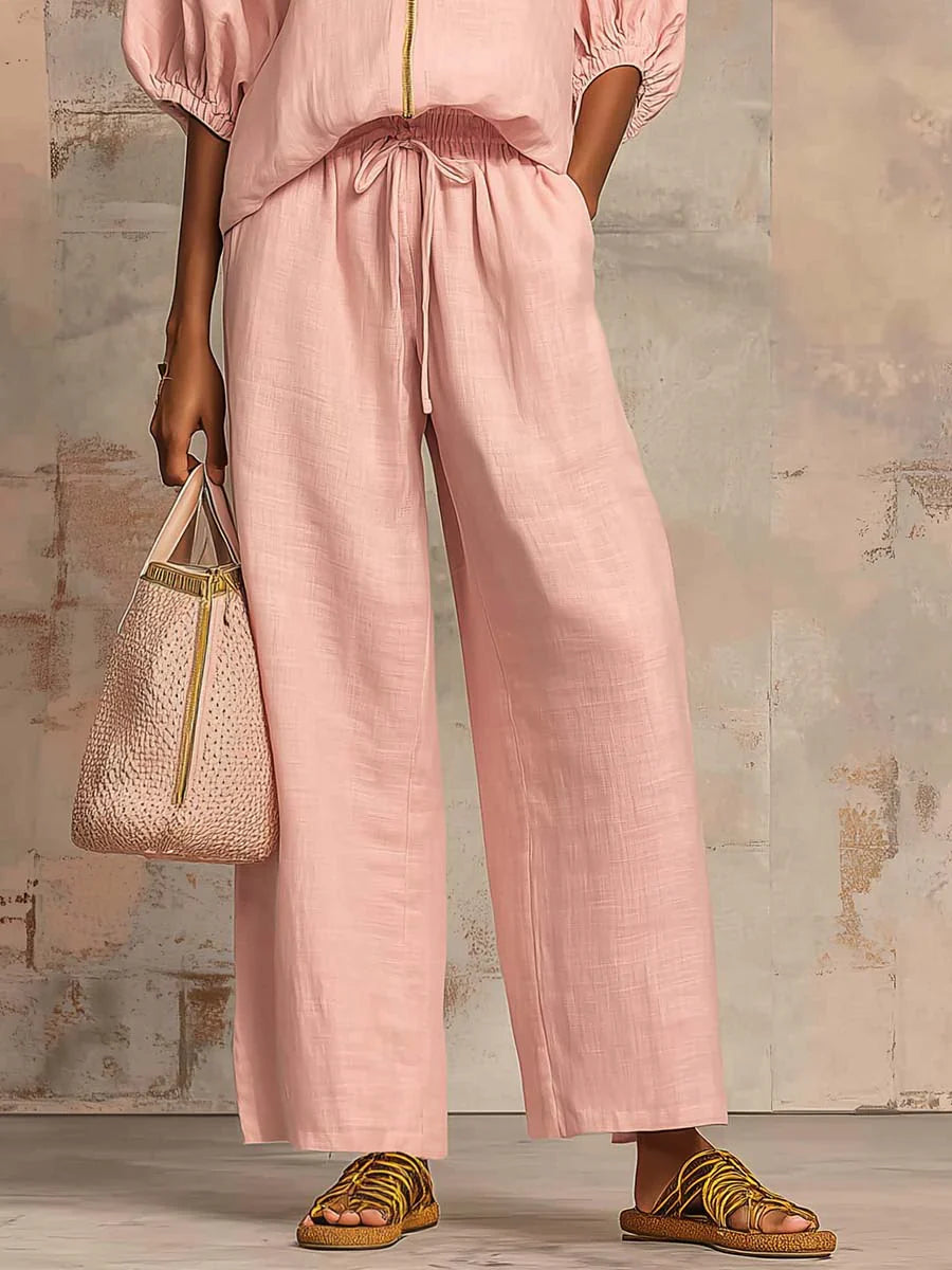 Alba | Two-Piece Set: Relaxed Style Shirt and Wide-Leg Pants