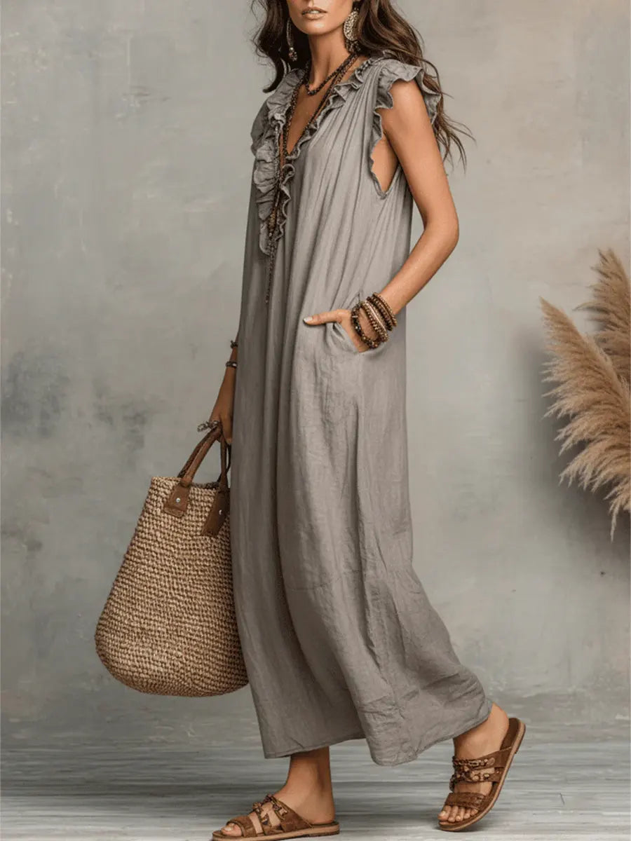 Stella™ | Elegant Tummy-Flattering Maxi Dress with V-Neck