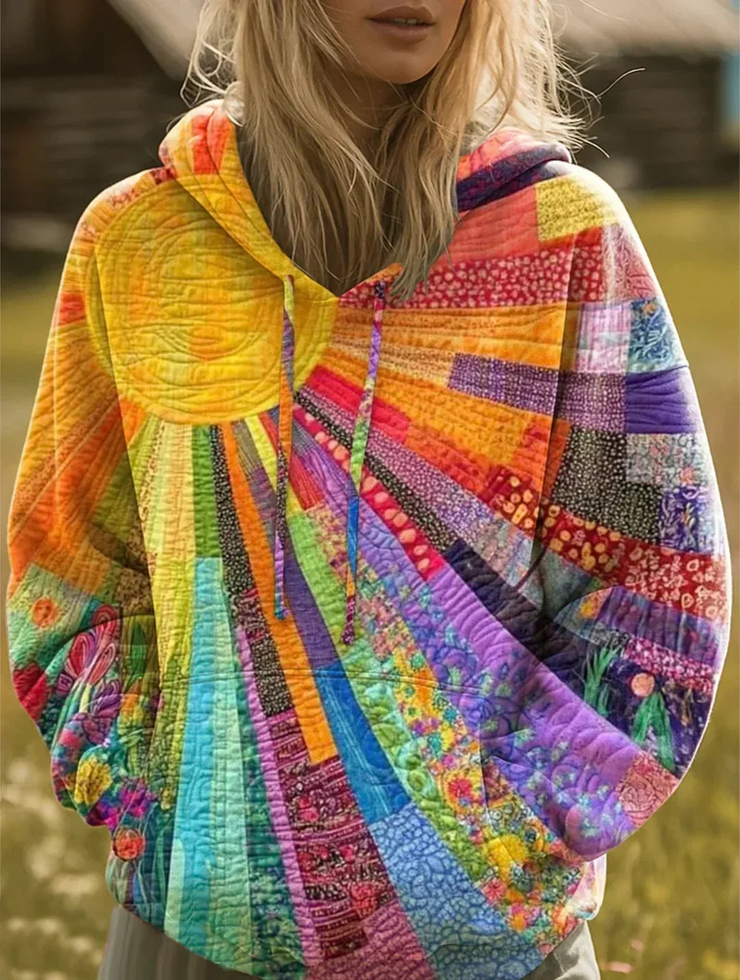 Leah™ | Colorful Patchwork Hoodie