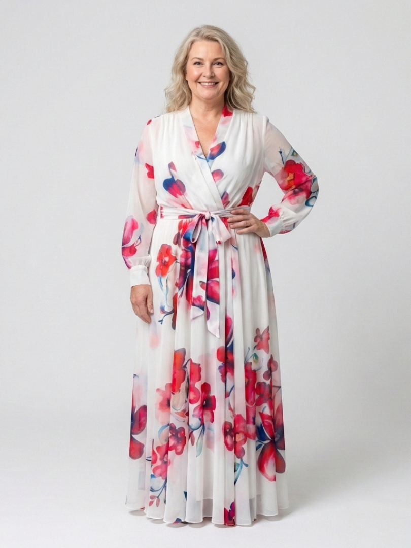 Lillian™ | Tummy-Flattering Floral Wrap Maxi Dress