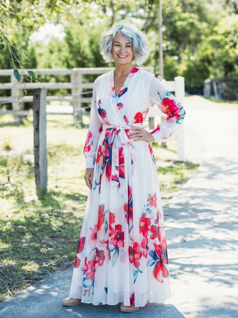 Lillian™ | Tummy-Flattering Floral Wrap Maxi Dress