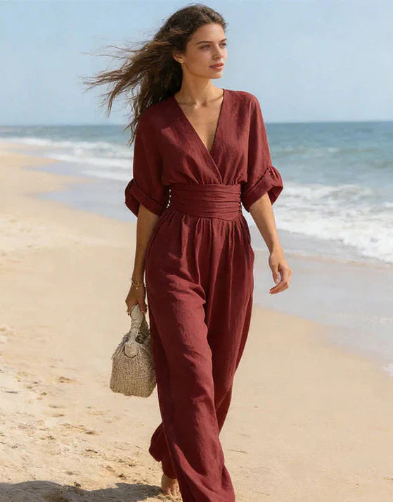 Daniela - Elegant V-neck Jumpsuit with Wide Leg