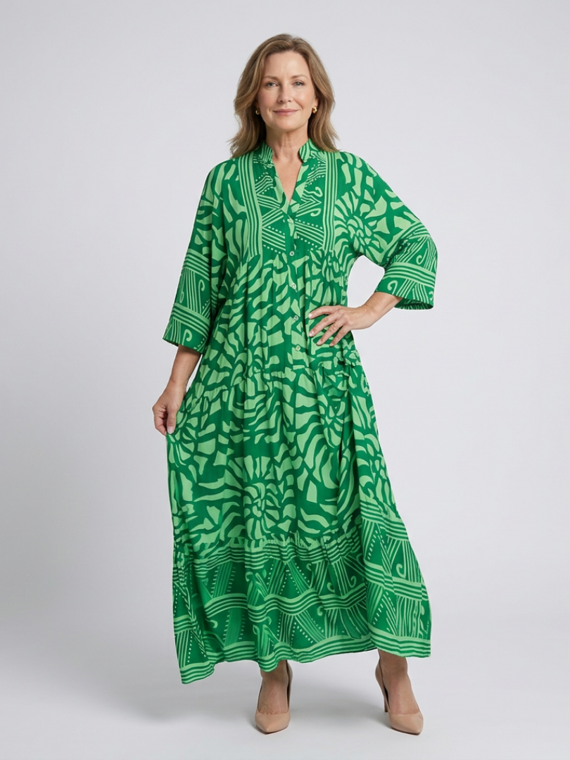 Marielle™ | Tummy-Flattering Button-Front Midi Dress